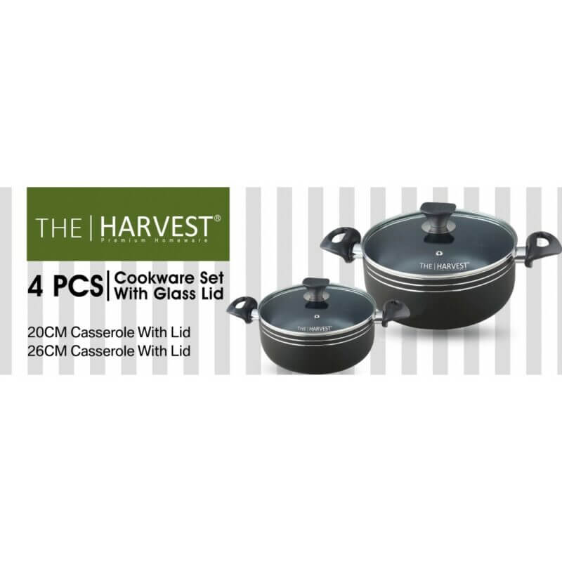 Harvest 4 Pcs Cookware Set With Glass Lid 3356 [Supports Induction