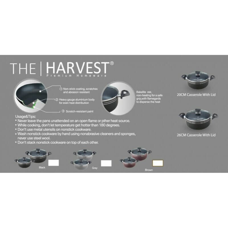 Harvest 4 Pcs Cookware Set With Glass Lid 3356 [Supports Induction Cooktops] Dinapala Group of