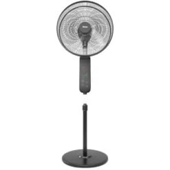 Abans Midnight Black Stand Fan With Remote Rust Free - ABMPF003